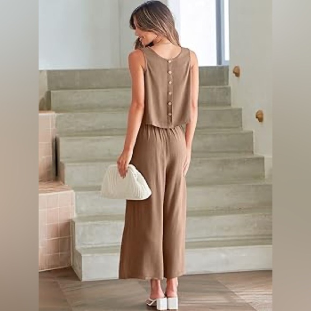 NWT Anrabess Brown Sleeveless Top and Pants Set